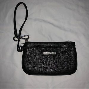 • CALVIN KLEIN BLACK LEATHER WRIST WALLET
